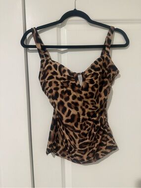 Soma Leopard Print Satin Cami in Brown and Black